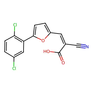 (Z)-2-cyano-3-(5-(2,5-dichlorophenyl)furan-2-yl)acrylic acid structure