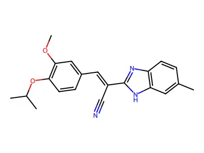 3-(4-isopropoxy-3-methoxyphenyl)-2-(5-methyl-1H-benzimidazol-2-yl)acrylonitrile structure
