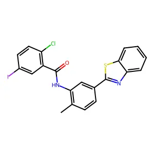N-[5-(1,3-benzothiazol-2-yl)-2-methylphenyl]-2-chloro-5-iodobenzamide structure