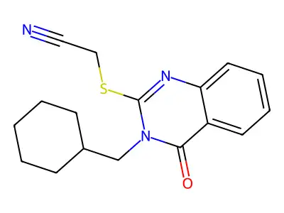 2-[3-(Cyclohexylmethyl)-4-oxoquinazolin-2-yl]sulfanylacetonitrile structure