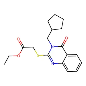 Ethyl 2-[3-(cyclopentylmethyl)-4-oxoquinazolin-2-yl]sulfanylacetate structure