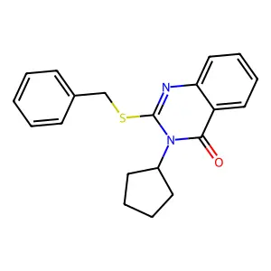 2-(benzylsulfanyl)-3-cyclopentylquinazolin-4(3H)-one structure