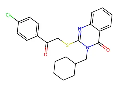 2-[2-(4-Chlorophenyl)-2-oxoethyl]sulfanyl-3-(cyclohexylmethyl)quinazolin-4-one structure