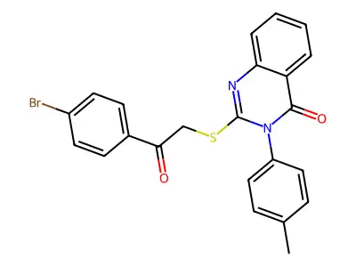 2-{[2-(4-bromophenyl)-2-oxoethyl]sulfanyl}-3-(4-methylphenyl)-3,4-dihydroquinazolin-4-one structure