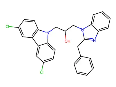 1-(2-Benzylbenzimidazol-1-yl)-3-(3,6-dichlorocarbazol-9-yl)propan-2-ol structure