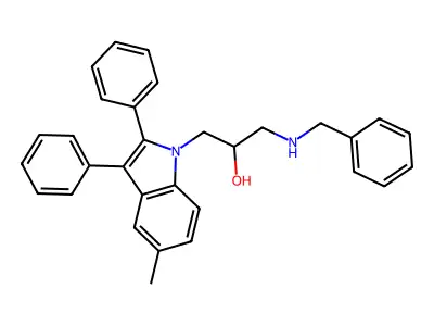 1-(benzylamino)-3-(5-methyl-2,3-diphenyl-1H-indol-1-yl)propan-2-ol structure