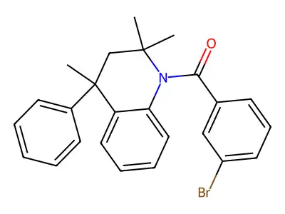 (3-bromophenyl)-(2,2,4-trimethyl-4-phenyl-3H-quinolin-1-yl)methanone structure
