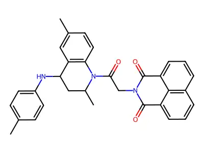 2-[2-[2,6-dimethyl-4-(4-methylanilino)-3,4-dihydro-2H-quinolin-1-yl]-2-oxoethyl]benzo[de]isoquinoline-1,3-dione structure