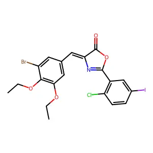 4-(3-bromo-4,5-diethoxybenzylidene)-2-(2-chloro-5-iodophenyl)-1,3-oxazol-5(4H)-one structure