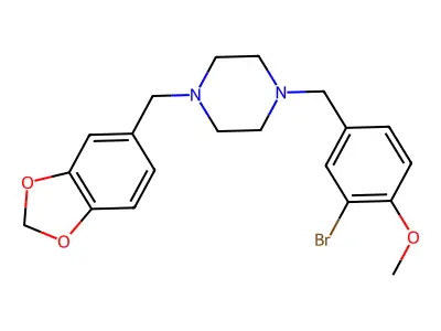 1-(1,3-Benzodioxol-5-ylmethyl)-4-(3-bromo-4-methoxybenzyl)piperazine structure