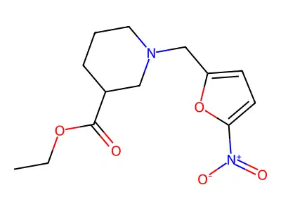 Ethyl 1-[(5-nitrofuran-2-yl)methyl]piperidine-3-carboxylate structure