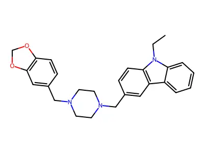 3-[[4-(1,3-Benzodioxol-5-ylmethyl)piperazin-1-yl]methyl]-9-ethylcarbazole structure