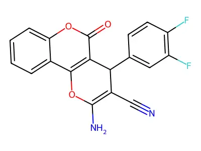 2-amino-4-(3,4-difluorophenyl)-5-oxo-4H,5H-pyrano[3,2-c]chromene-3-carbonitrile structure
