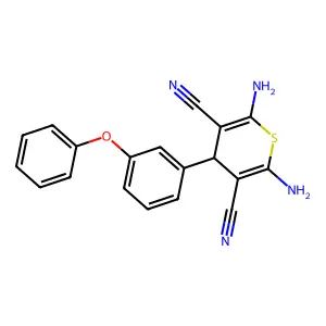 2,6-diamino-4-(3-phenoxyphenyl)-4H-thiopyran-3,5-dicarbonitrile structure