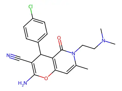 2-amino-4-(4-chlorophenyl)-6-[2-(dimethylamino)ethyl]-7-methyl-5-oxo-5,6-dihydro-4H-pyrano[3,2-c]pyridine-3-carbonitrile structure