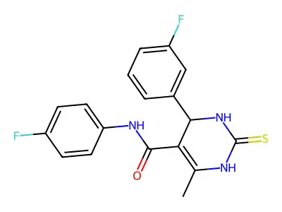 4-(3-fluorophenyl)-N-(4-fluorophenyl)-6-methyl-2-sulfanylidene-3,4-dihydro-1H-pyrimidine-5-carboxamide structure