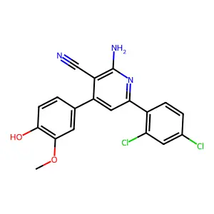 2-Amino-6-(2,4-dichlorophenyl)-4-(4-hydroxy-3-methoxyphenyl)nicotinonitrile structure