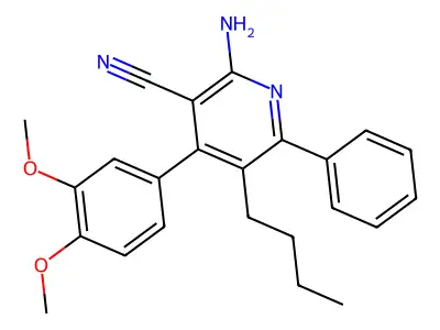 2-Amino-5-butyl-4-(3,4-dimethoxyphenyl)-6-phenylnicotinonitrile structure