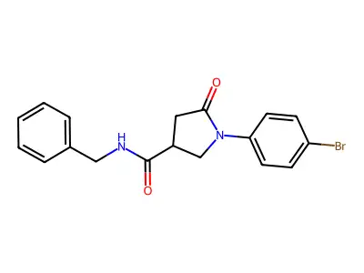 N-benzyl-1-(4-bromophenyl)-5-oxopyrrolidine-3-carboxamide structure