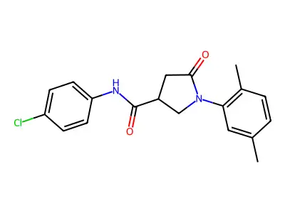 N-(4-chlorophenyl)-1-(2,5-dimethylphenyl)-5-oxopyrrolidine-3-carboxamide structure