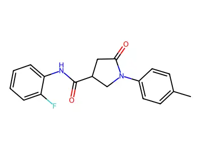 N-(2-fluorophenyl)-1-(4-methylphenyl)-5-oxopyrrolidine-3-carboxamide structure