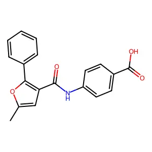 4-[(5-Methyl-2-phenyl-furan-3-carbonyl)-amino]-benzoic acid structure