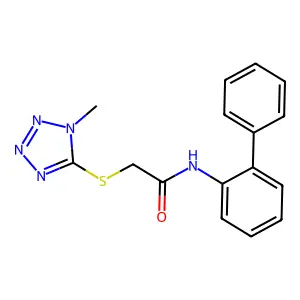 2-[(1-methyl-5-tetrazolyl)thio]-N-(2-phenylphenyl)acetamide structure