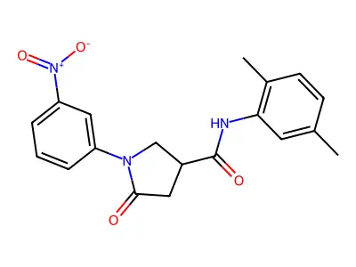 N-(2,5-dimethylphenyl)-1-(3-nitrophenyl)-5-oxopyrrolidine-3-carboxamide structure
