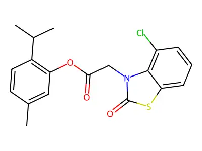 2-isopropyl-5-methylphenyl (4-chloro-2-oxo-1,3-benzothiazol-3(2H)-yl)acetate structure