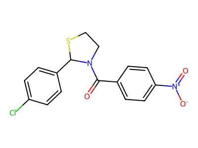 [2-(4-Chloro-phenyl)-thiazolidin-3-yl]-(4-nitro-phenyl)-methanone structure