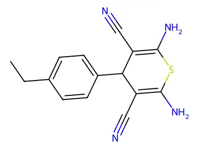 2,6-diamino-4-(4-ethylphenyl)-4H-thiopyran-3,5-dicarbonitrile structure