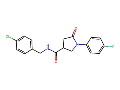 N-[(4-chlorophenyl)methyl]-1-(4-fluorophenyl)-5-oxopyrrolidine-3-carboxamide structure