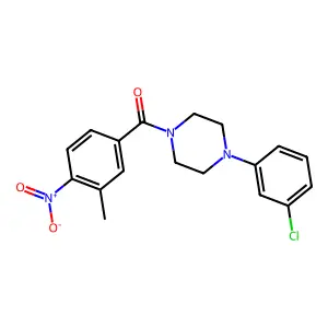 [4-(3-Chlorophenyl)piperazin-1-yl]-(3-methyl-4-nitrophenyl)methanone structure