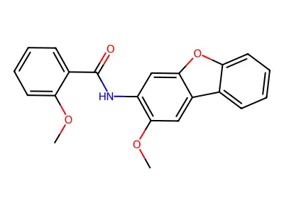 2-methoxy-N-(2-methoxydibenzofuran-3-yl)benzamide structure