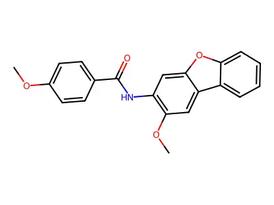4-methoxy-N-(2-methoxydibenzofuran-3-yl)benzamide structure