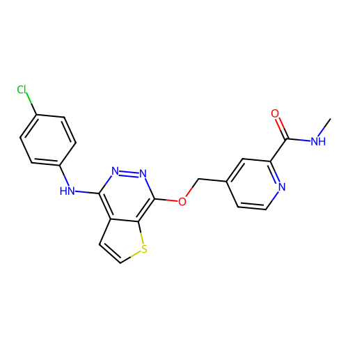 4-(((4-((4-Chlorophenyl)amino)thieno[2,3-d]pyridazin-7-yl)oxy)methyl)-N-methylpicolinamide structure