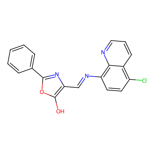 (4Z)-4-{[(5-chloroquinolin-8-yl)amino]methylidene}-2-phenyl-1,3-oxazol-5(4H)-one structure