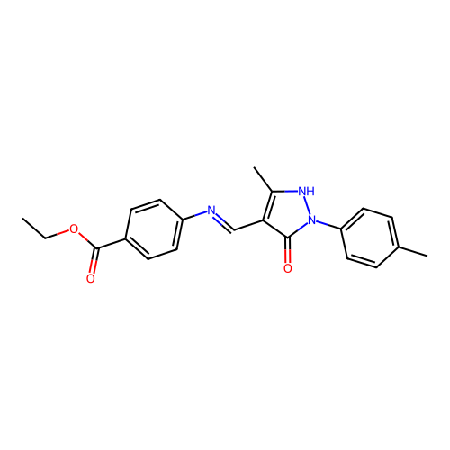 (E)-ethyl 4-(((3-methyl-5-oxo-1-(p-tolyl)-1H-pyrazol-4(5H)-ylidene)methyl)amino)benzoate structure
