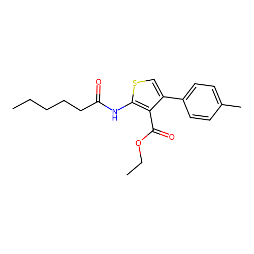 Ethyl 2-(hexanoylamino)-4-(4-methylphenyl)thiophene-3-carboxylate structure