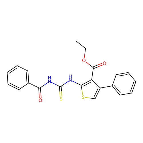 2-(3-Benzoyl-thioureido)-4-phenyl-thiophene-3-carboxylic acid ethyl ester structure