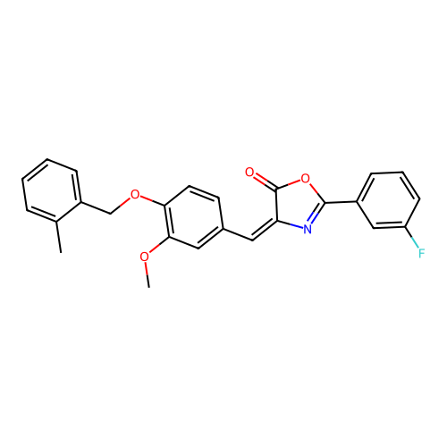 2-(3-fluorophenyl)-4-{3-methoxy-4-[(2-methylbenzyl)oxy]benzylidene}-1,3-oxazol-5(4H)-one structure