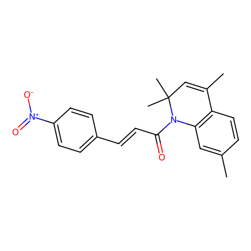 (2E)-3-(4-nitrophenyl)-1-(2,2,4,7-tetramethylquinolin-1(2H)-yl)prop-2-en-1-one structure