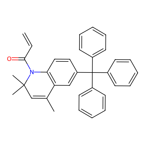 1-(2,2,4-trimethyl-6-tritylquinolin-1(2H)-yl)prop-2-en-1-one structure