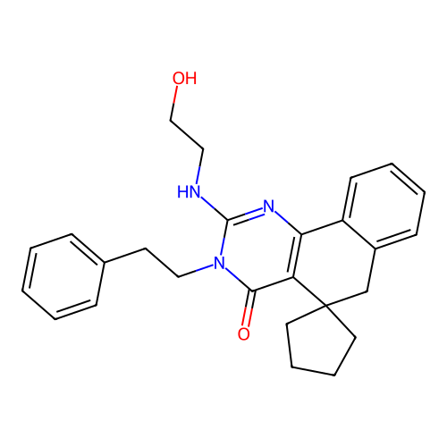 2-[(2-hydroxyethyl)amino]-3-(2-phenylethyl)-3H-spiro[benzo[h]quinazoline-5,1'-cyclopentan]-4(6H)-one structure
