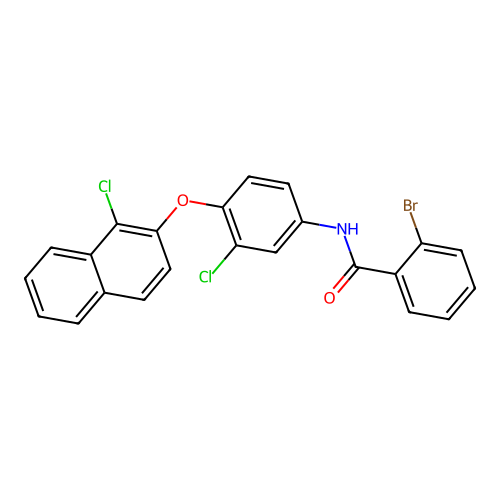 2-bromo-N-(3-chloro-4-((1-chloronaphthalen-2-yl)oxy)phenyl)benzamide structure