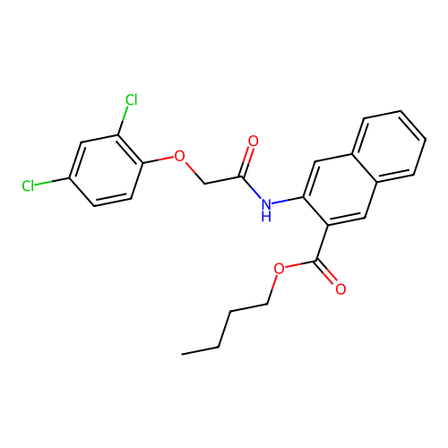 Butyl 3-{[(2,4-dichlorophenoxy)acetyl]amino}naphthalene-2-carboxylate structure