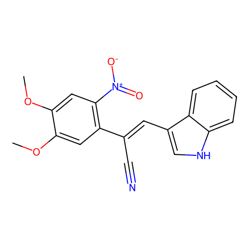 (2Z)-2-(4,5-dimethoxy-2-nitrophenyl)-3-(1H-indol-3-yl)prop-2-enenitrile structure
