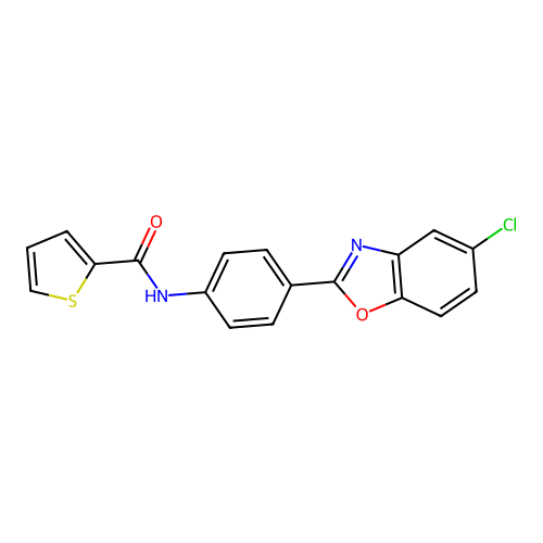 N-[4-(5-chloro-1,3-benzoxazol-2-yl)phenyl]thiophene-2-carboxamide structure