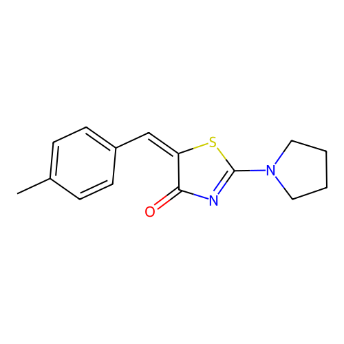 (E)-5-(4-methylbenzylidene)-2-(pyrrolidin-1-yl)thiazol-4(5H)-one structure