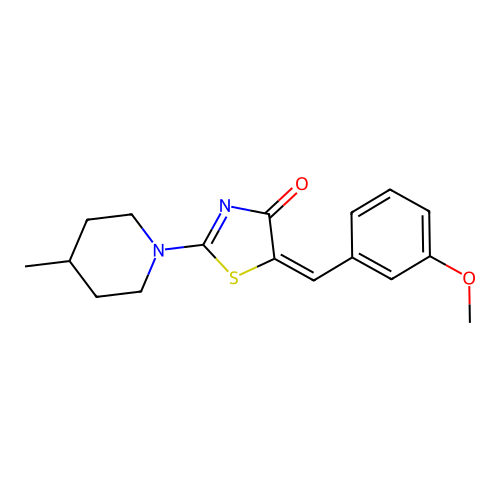 (E)-5-(3-methoxybenzylidene)-2-(4-methylpiperidin-1-yl)thiazol-4(5H)-one structure